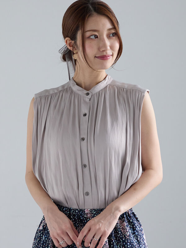 スプリットサテンノースリシャツ（セットアップ可）（ベージュ）｜Te chichi（テチチ）通販