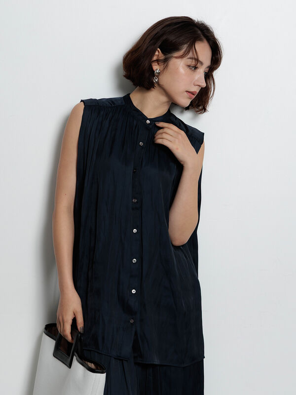 スプリットサテンノースリシャツ（セットアップ可）（ネイビー）｜Te chichi（テチチ）通販