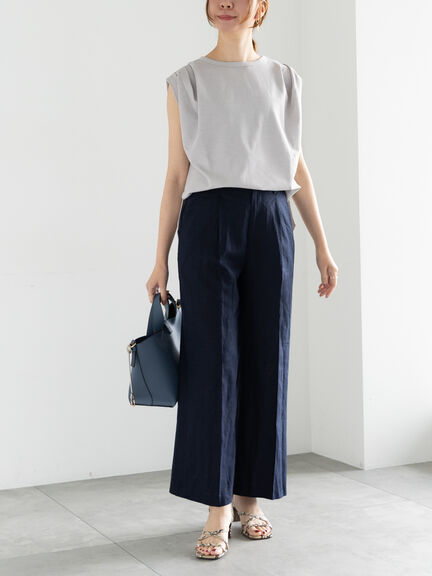 プリントアソートレーヨンリネンパンツ《2025summer catalog item》（オフホワイト/ベージュ/ブラウン/ネイビー）｜Te chichi（テチチ）通販