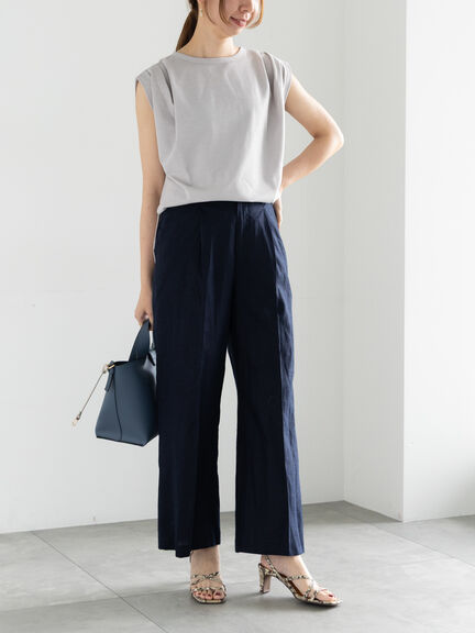 プリントアソートレーヨンリネンパンツ《2025summer catalog item》（オフホワイト/ベージュ/ブラウン/ネイビー）｜Te chichi（テチチ）通販