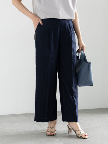 プリントアソートレーヨンリネンパンツ《2025summer catalog item》（オフホワイト/ベージュ/ブラウン/ネイビー）｜Te chichi（テチチ）通販