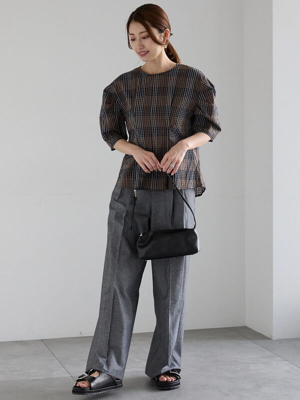 パンツ tiiiiiii セール】 シャンブレーワイドパンツ（ブラック/ブルー/ボトムス