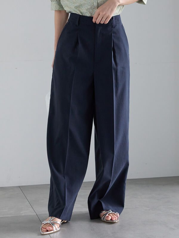 ユニオンランチ　リネンブレンド　ワイドペインターパンツ　ベージュ　レディースXS kw00401.jpg