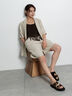 リネンブレンドハーフスリーブジャケット（セットアップ可）《2025summer catalog item》（ブラック/ベージュ）｜Te chichi（テチチ）通販