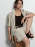 リネンブレンドハーフスリーブジャケット（セットアップ可）《2025summer catalog item》（ブラック/ベージュ）｜Te chichi（テチチ）通販
