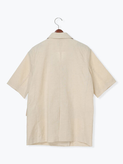 リネンブレンドハーフスリーブジャケット（セットアップ可）《2025summer catalog item》（ブラック/ベージュ）｜Te chichi（テチチ）通販