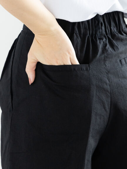 リネンブレンドショートパンツ（セットアップ可）《2025summer catalog item》（ブラック/ベージュ）｜Te chichi（テチチ）通販