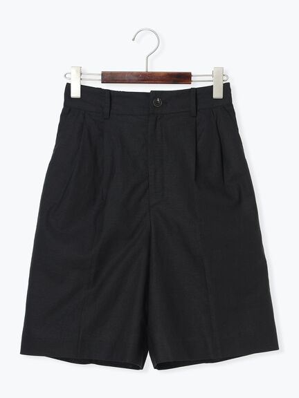 リネンブレンドショートパンツ（セットアップ可）《2025summer catalog item》（ブラック/ベージュ）｜Te chichi（テチチ）通販