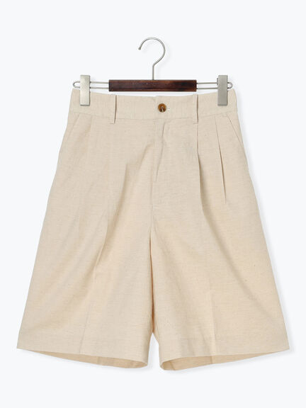 リネンブレンドショートパンツ（セットアップ可）《2025summer catalog item》（ブラック/ベージュ）｜Te chichi（テチチ）通販