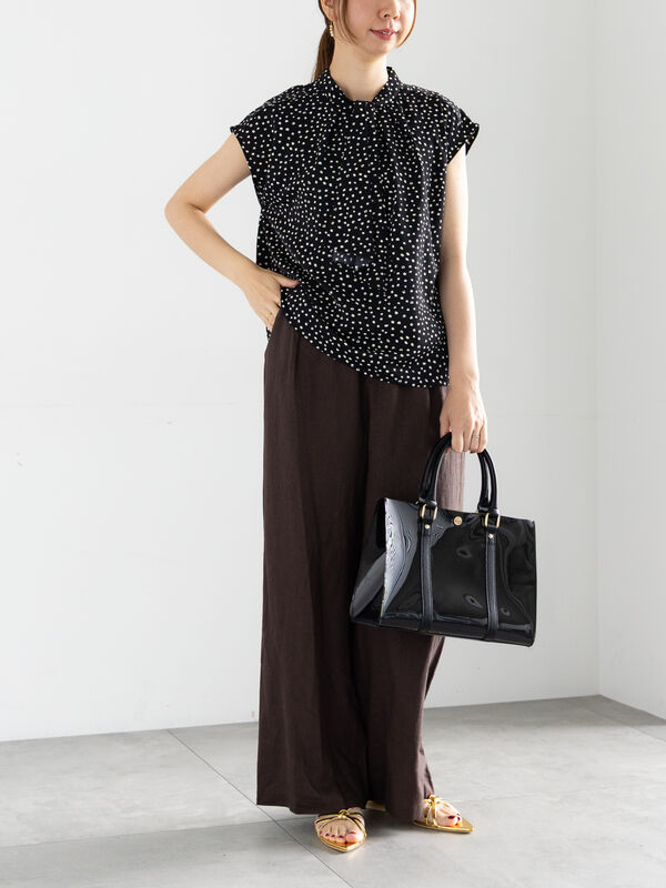 セール】 レーヨンリネンバギーパンツ（ブラック/ベージュ/ブラウン