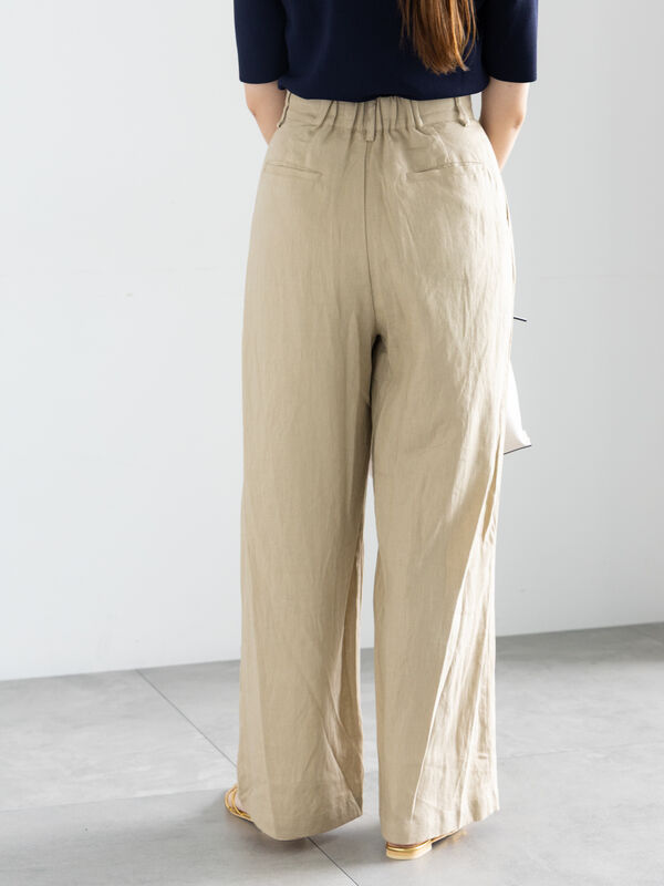 セール】 レーヨンリネンバギーパンツ（ブラック/ベージュ/ブラウン