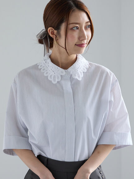 Te chichi（テチチ）の「カットワークレース7分袖ブラウス