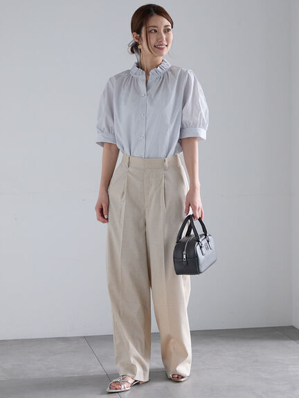 パターンアソートスタンドフリルブラウス（オフホワイト/グレー/イエロー/サックスブルー）｜Te chichi（テチチ）通販