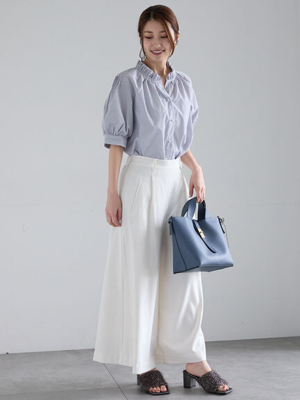 パターンアソートスタンドフリルブラウス（オフホワイト/グレー/イエロー/サックスブルー）｜Te chichi（テチチ）通販