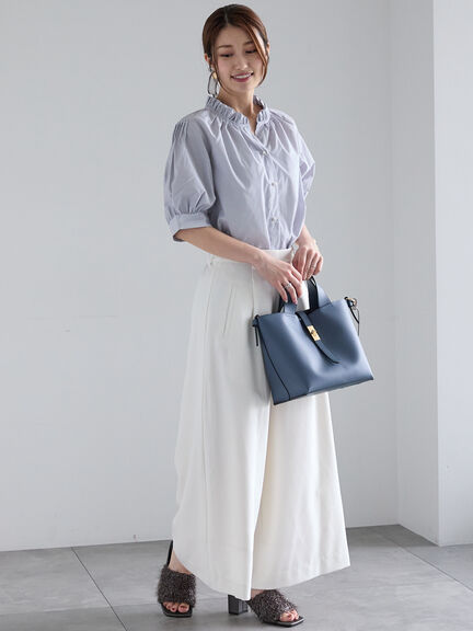 パターンアソートスタンドフリルブラウス（オフホワイト/グレー/イエロー/サックスブルー）｜Te chichi（テチチ）通販