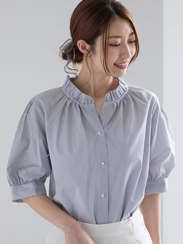 ガリャルダガランテ スタンドフリルブラウス ガリャルダガランテ スタンドフリルブラウス ブルー