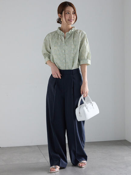 パターンアソートスタンドフリルブラウス（オフホワイト/グレー/イエロー/サックスブルー）｜Te chichi（テチチ）通販