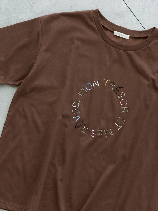 ラインストーンサークルロゴTシャツ（シルバー/チャコールグレー/ブラウン）｜Te chichi（テチチ）通販