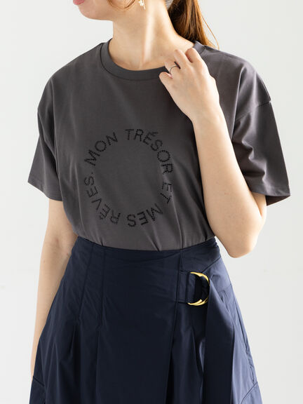 ラインストーンサークルロゴTシャツ（シルバー/チャコールグレー/ブラウン）｜Te chichi（テチチ）通販