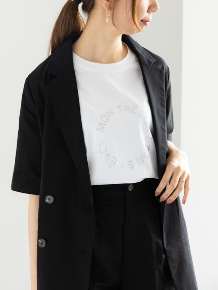 ラインストーンサークルロゴTシャツ（シルバー/チャコールグレー/ブラウン）｜Te chichi（テチチ）通販