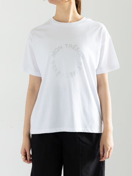 ラインストーンサークルロゴTシャツ（シルバー/チャコールグレー/ブラウン）｜Te chichi（テチチ）通販
