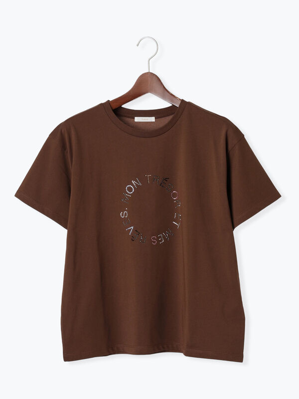 セール】 ラインストーンサークルロゴTシャツ（シルバー