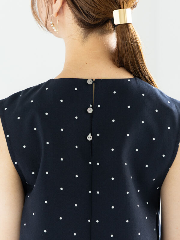ICHI-ANTEUQUS**linen dot onepiece新品です セール】 リネンライクドットワンピース（ブラック/ブラウン