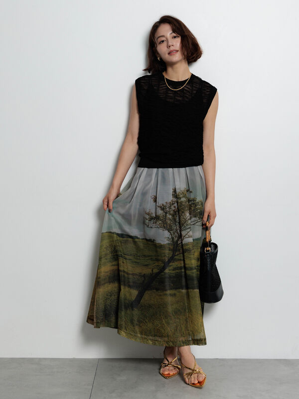 【RIXO】tiered floral-print ette ミディ スカート RIXO】tiered floral-print ette ミディ スカート Women's