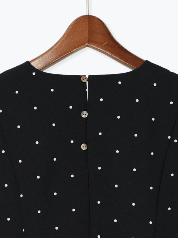 セール】 リネンライクドットブラウス（ブラック/ブラウン