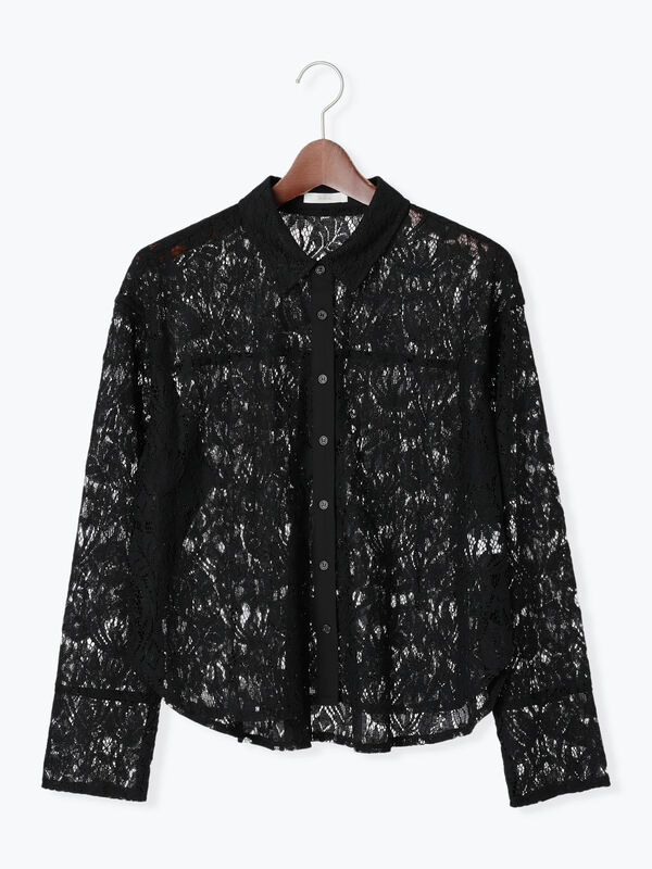 セール】 2WAYカシュクールレースシャツ（オフホワイト/ブラック