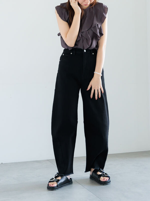 ブルチー様 ラッフルフリル付きパール釦トワルドジュイプリントブラウス