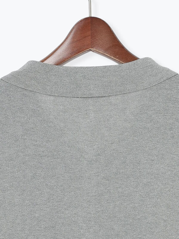 セール】 総針Wポケットスリーブレスポロニット（オフホワイト/グレー