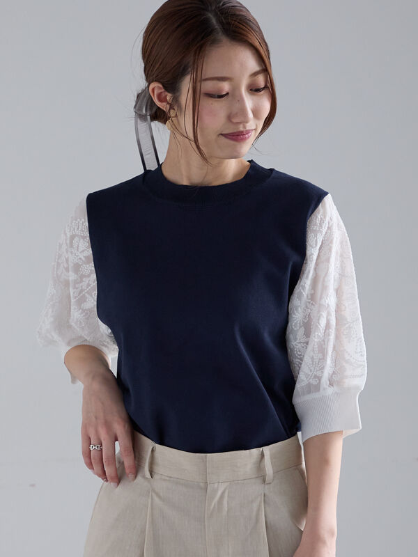 新品、未使用クロッシー エンブロイダリー ノースリーブニット クロシェ風 エンブロイダリー ノースリーブニットを使った人気