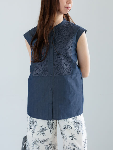 「Te chichi」 半袖ブラウス F ブルー レディース テチチ Te chichi 半袖 シャツ ブラウス F 青系 ブルー 無地