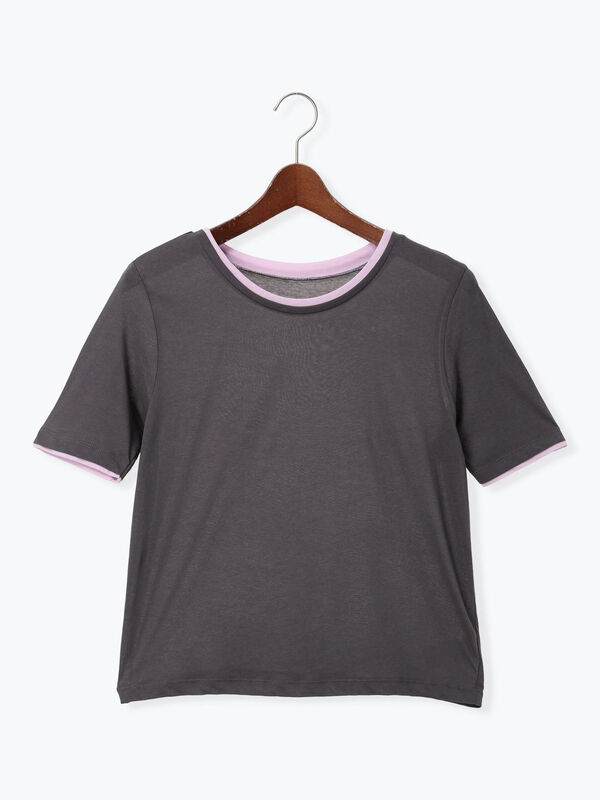 セール】 ハーフスリーブレイヤードシアーTOPS（オフホワイト