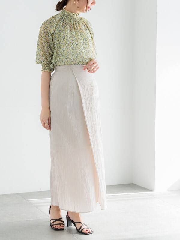 セール】 フロントタックサテンスカート（ベージュ/キャメル/ボトムス