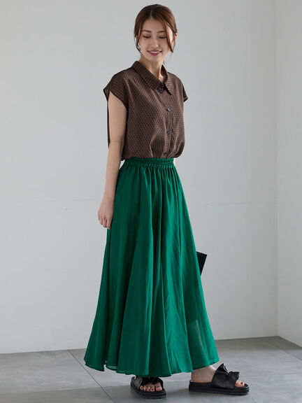 シアサッカージオメ柄シャツブラウス（オフホワイト/ネイビー）｜Te chichi（テチチ）通販