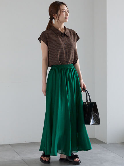 シアサッカージオメ柄シャツブラウス（オフホワイト/ネイビー）｜Te chichi（テチチ）通販