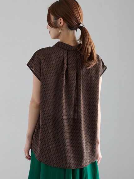 シアサッカージオメ柄シャツブラウス（オフホワイト/ネイビー）｜Te chichi（テチチ）通販