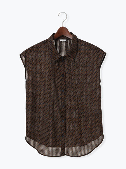 シアサッカージオメ柄シャツブラウス（オフホワイト/ネイビー）｜Te chichi（テチチ）通販