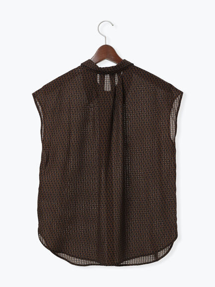 シアサッカージオメ柄シャツブラウス（オフホワイト/ネイビー）｜Te chichi（テチチ）通販