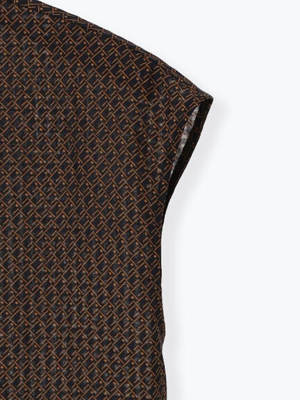 シアサッカージオメ柄シャツブラウス（オフホワイト/ネイビー）｜Te chichi（テチチ）通販