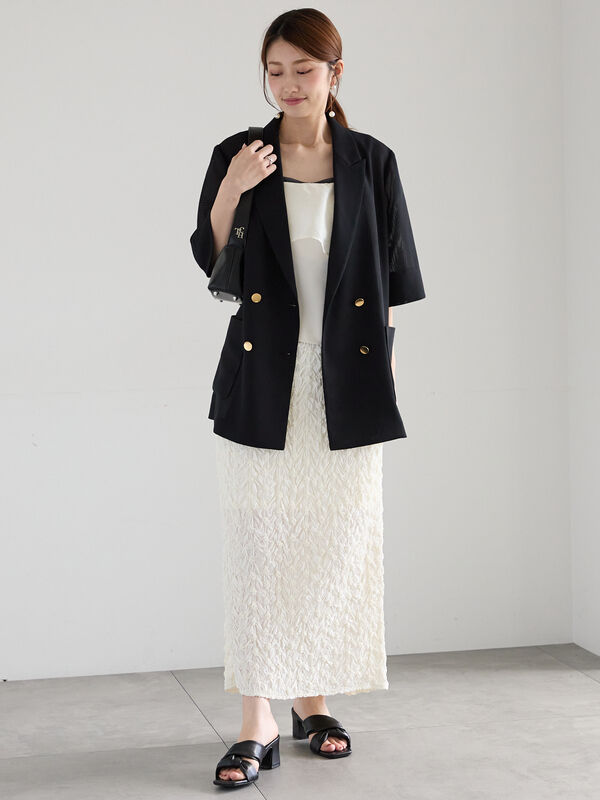 セール】 シアー×サテンアシメネックキャミブラウス（オフ