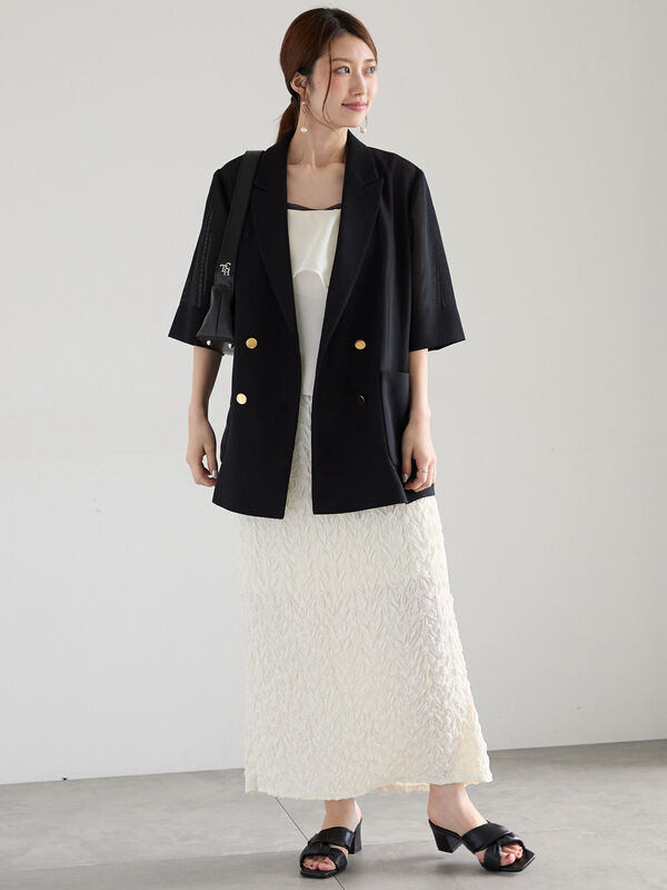 セール】 シアー×サテンアシメネックキャミブラウス（オフホワイト