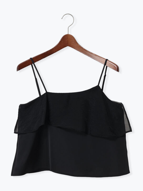 セール】 シアー×サテンアシメネックキャミブラウス（オフホワイト