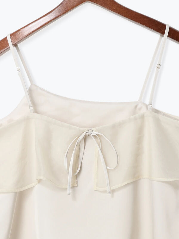 セール】 シアー×サテンアシメネックキャミブラウス（オフホワイト