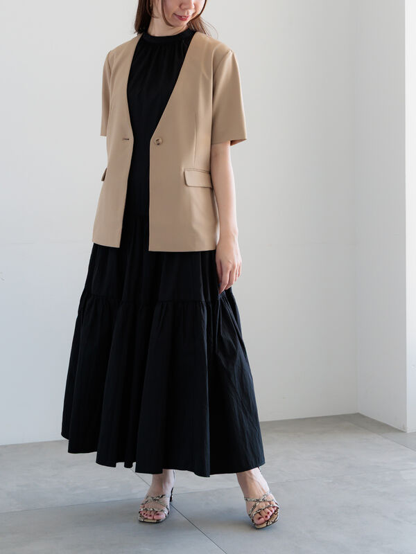 セール】 ナイロンティアードワンピース（ブラック/イエロー/カーキ