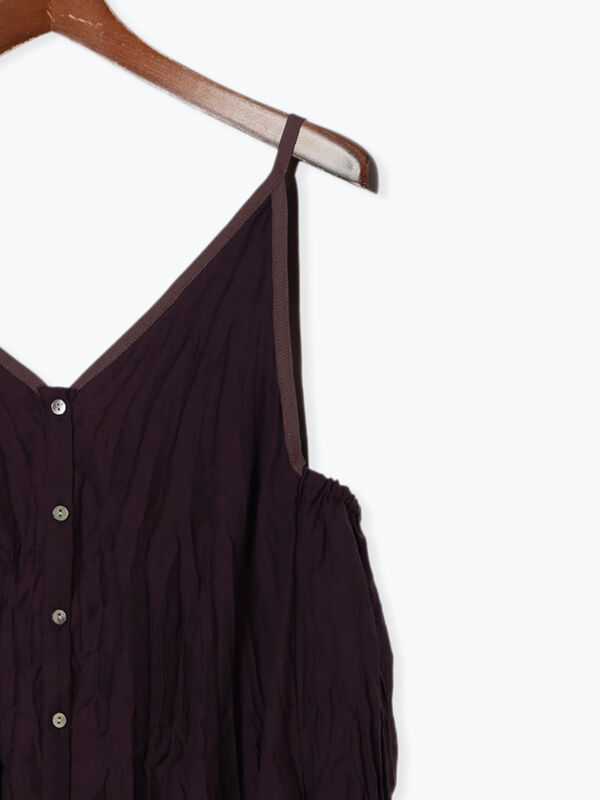 セール】 ワッシャープリーツキャミワンピース（ブラック/ボルドー