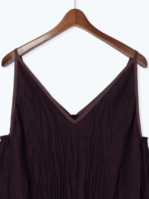 セール】 ワッシャープリーツキャミワンピース（ブラック/ボルドー