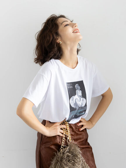 マリリンモンローシネマフォトTシャツ（オフホワイト/チャコールグレー）｜Te chichi（テチチ）通販
